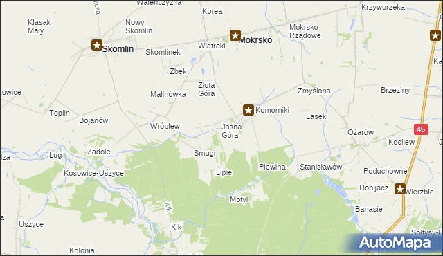 mapa Orzechowiec, Orzechowiec na mapie Targeo