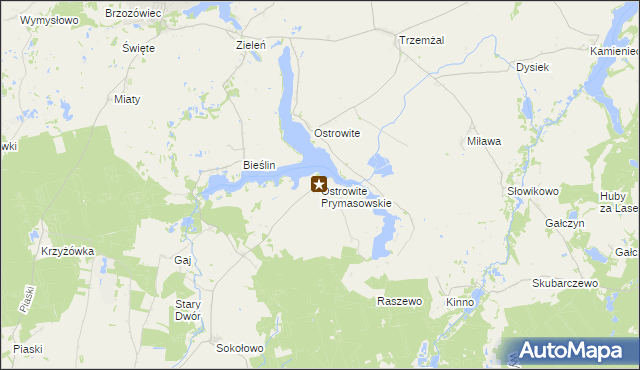 mapa Ostrowite Prymasowskie, Ostrowite Prymasowskie na mapie Targeo