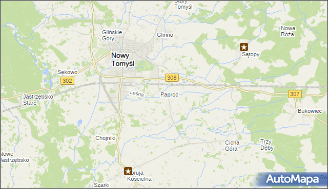 mapa Paproć, Paproć na mapie Targeo