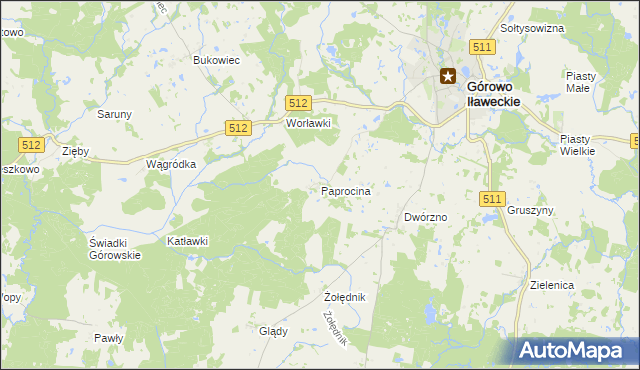mapa Paprocina, Paprocina na mapie Targeo