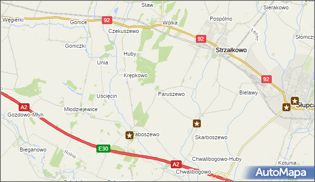 mapa Paruszewo, Paruszewo na mapie Targeo