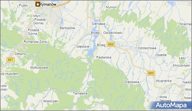 mapa Pastwiska gmina Zarszyn, Pastwiska gmina Zarszyn na mapie Targeo