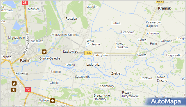 mapa Patrzyków gmina Kramsk, Patrzyków gmina Kramsk na mapie Targeo
