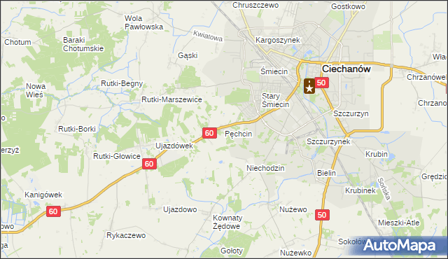 mapa Pęchcin, Pęchcin na mapie Targeo
