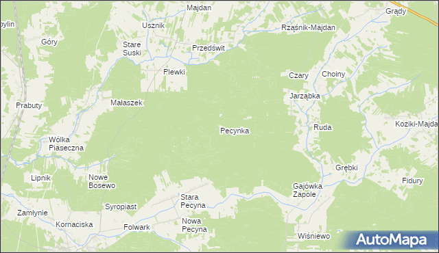 mapa Pecynka, Pecynka na mapie Targeo