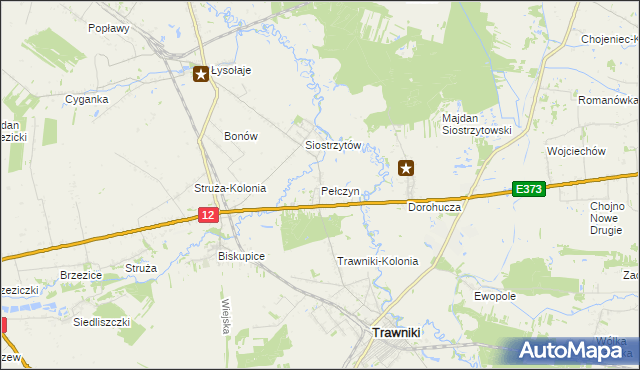 mapa Pełczyn gmina Trawniki, Pełczyn gmina Trawniki na mapie Targeo