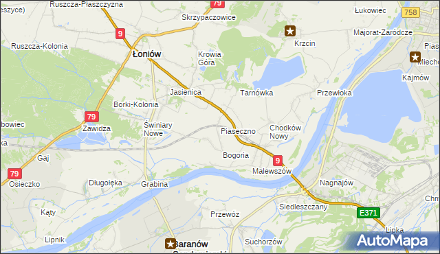 mapa Piaseczno gmina Łoniów, Piaseczno gmina Łoniów na mapie Targeo