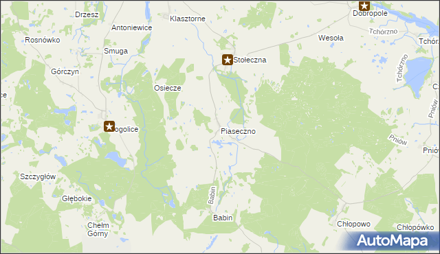 mapa Piaseczno gmina Trzcińsko-Zdrój, Piaseczno gmina Trzcińsko-Zdrój na mapie Targeo