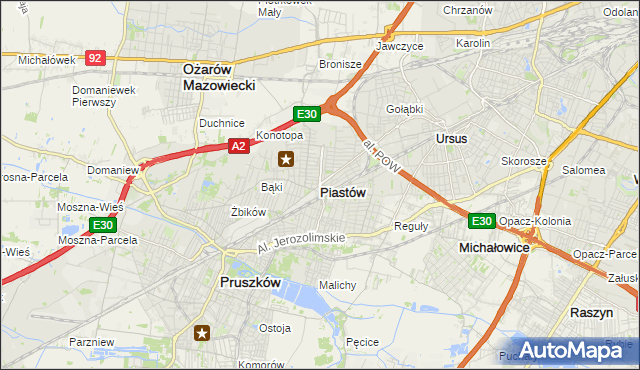 mapa Piastów powiat pruszkowski, Piastów powiat pruszkowski na mapie Targeo