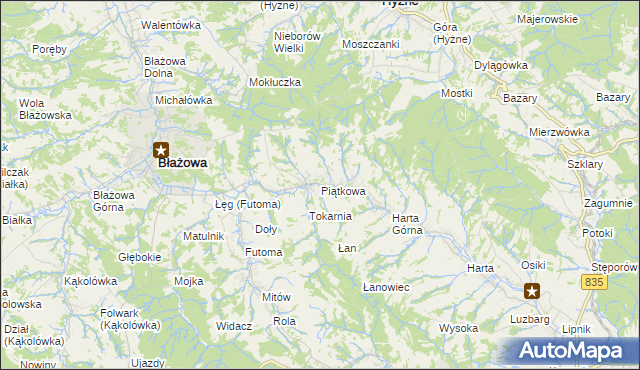 mapa Piątkowa gmina Błażowa, Piątkowa gmina Błażowa na mapie Targeo
