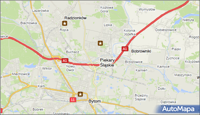 mapa Piekary Śląskie, Piekary Śląskie na mapie Targeo