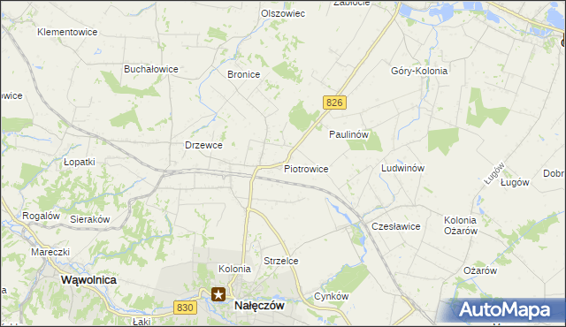 mapa Piotrowice gmina Nałęczów, Piotrowice gmina Nałęczów na mapie Targeo