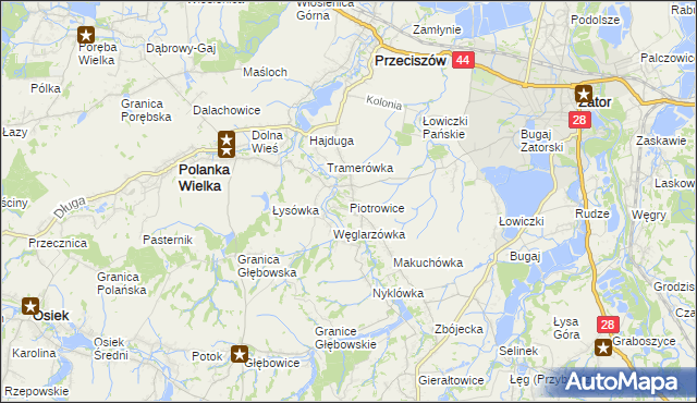 mapa Piotrowice gmina Przeciszów, Piotrowice gmina Przeciszów na mapie Targeo