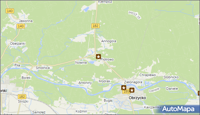 mapa Piotrowo gmina Obrzycko, Piotrowo gmina Obrzycko na mapie Targeo