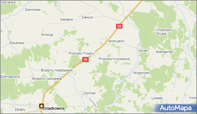 mapa Piotrowo-Krzywokoły, Piotrowo-Krzywokoły na mapie Targeo