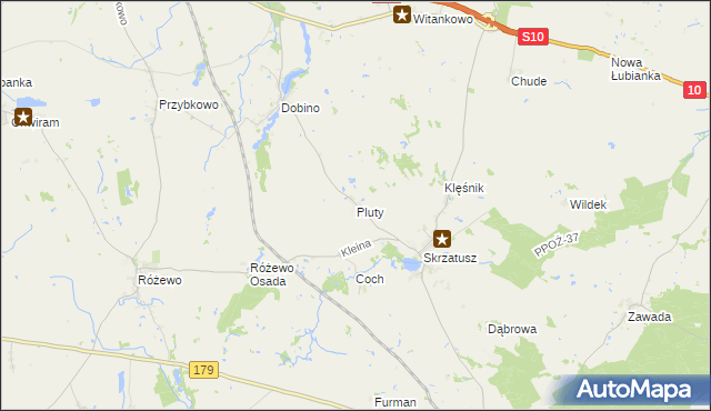 mapa Pluty gmina Szydłowo, Pluty gmina Szydłowo na mapie Targeo