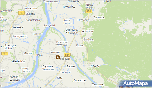 mapa Pniów gmina Radomyśl nad Sanem, Pniów gmina Radomyśl nad Sanem na mapie Targeo