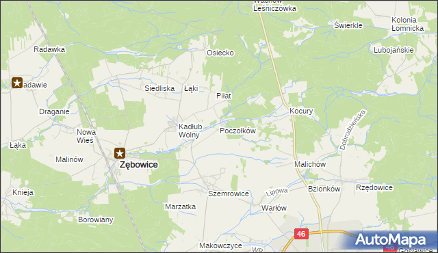 mapa Poczołków, Poczołków na mapie Targeo