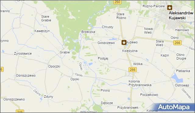 mapa Podgaj gmina Aleksandrów Kujawski, Podgaj gmina Aleksandrów Kujawski na mapie Targeo
