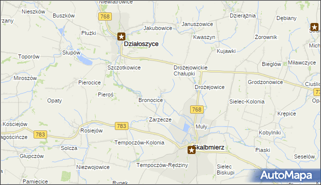 mapa Podgaje gmina Skalbmierz, Podgaje gmina Skalbmierz na mapie Targeo