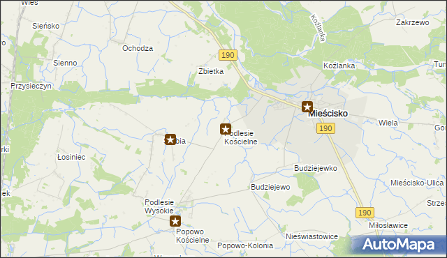 mapa Podlesie Kościelne, Podlesie Kościelne na mapie Targeo