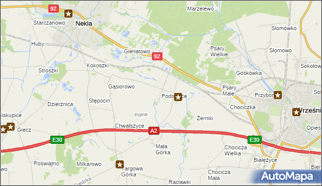 mapa Podstolice gmina Nekla, Podstolice gmina Nekla na mapie Targeo