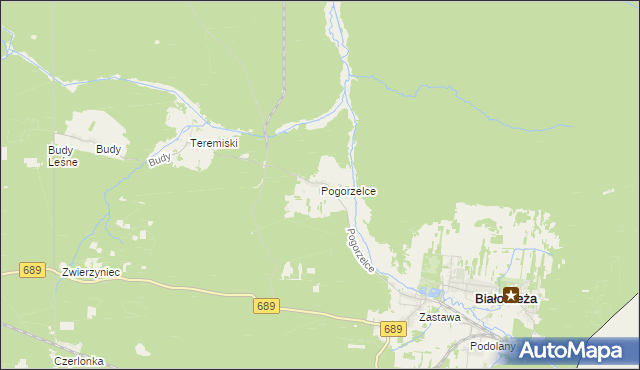 mapa Pogorzelce, Pogorzelce na mapie Targeo