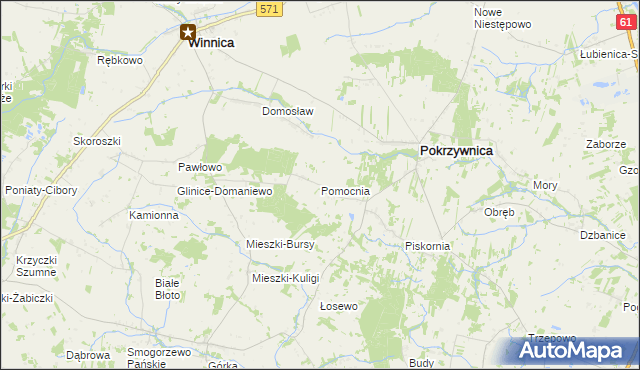 mapa Pomocnia gmina Pokrzywnica, Pomocnia gmina Pokrzywnica na mapie Targeo