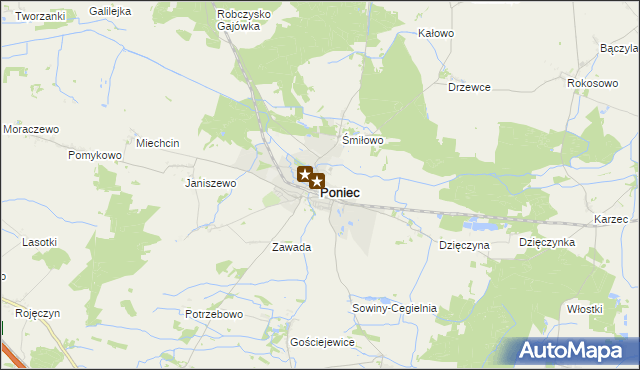 mapa Poniec, Poniec na mapie Targeo
