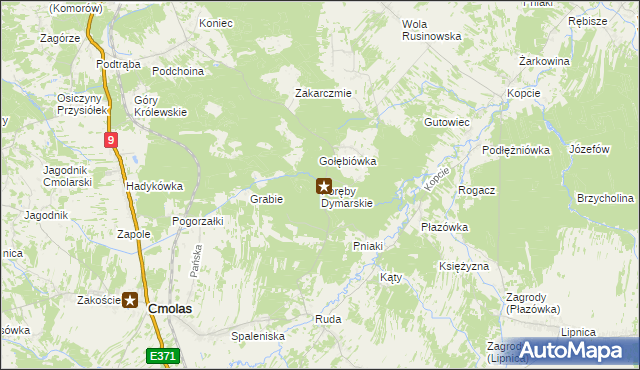 mapa Poręby Dymarskie, Poręby Dymarskie na mapie Targeo