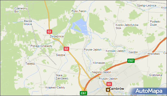 mapa Poryte-Jabłoń, Poryte-Jabłoń na mapie Targeo