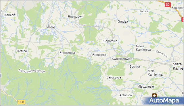 mapa Proszowa, Proszowa na mapie Targeo