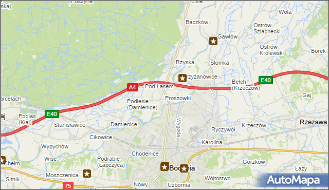 mapa Proszówki, Proszówki na mapie Targeo