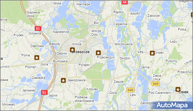 mapa Przecieszyn, Przecieszyn na mapie Targeo