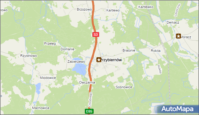 mapa Przybiernów, Przybiernów na mapie Targeo