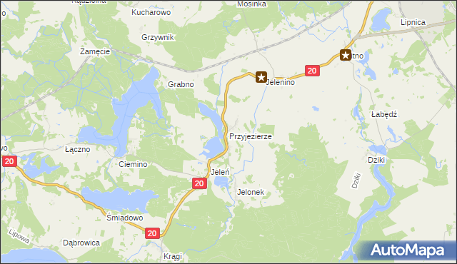 mapa Przyjezierze gmina Borne Sulinowo, Przyjezierze gmina Borne Sulinowo na mapie Targeo