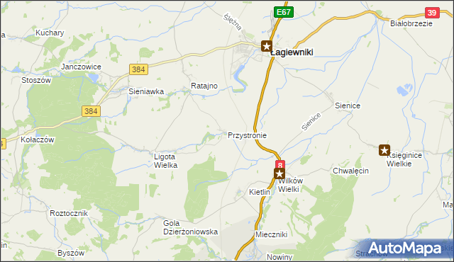 mapa Przystronie gmina Łagiewniki, Przystronie gmina Łagiewniki na mapie Targeo