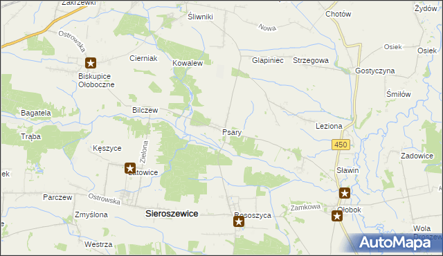 mapa Psary gmina Sieroszewice, Psary gmina Sieroszewice na mapie Targeo