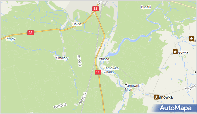 mapa Ptusza, Ptusza na mapie Targeo