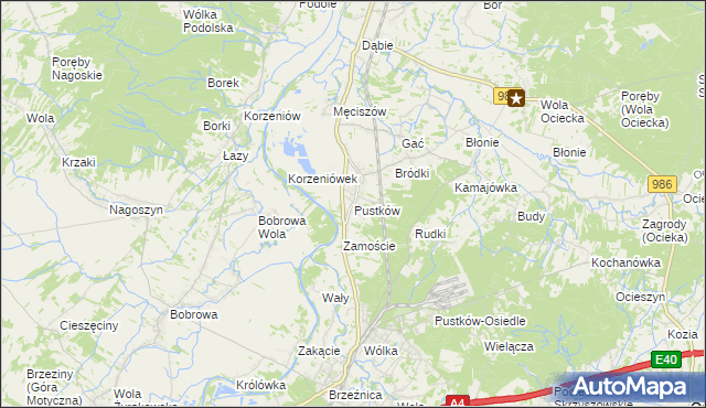 mapa Pustków gmina Dębica, Pustków gmina Dębica na mapie Targeo