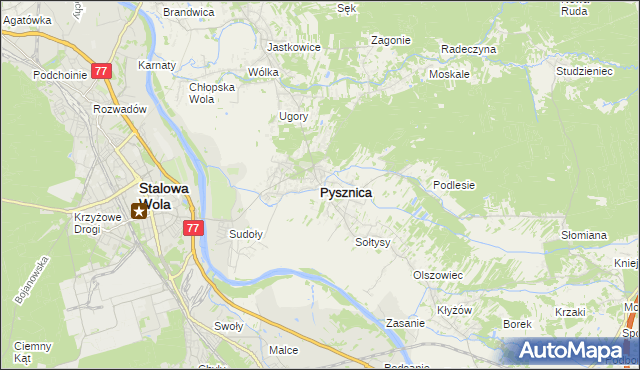 mapa Pysznica, Pysznica na mapie Targeo