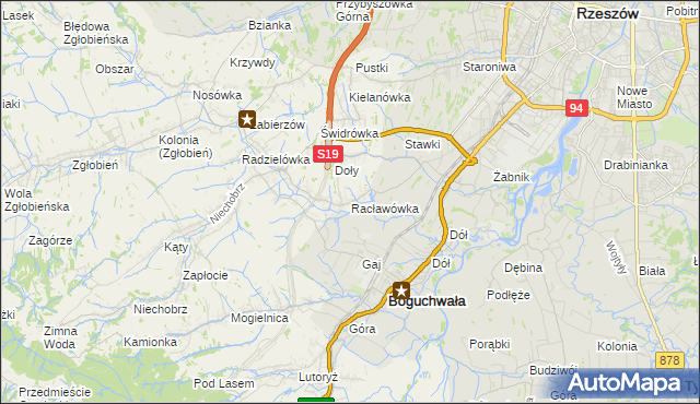 mapa Racławówka, Racławówka na mapie Targeo