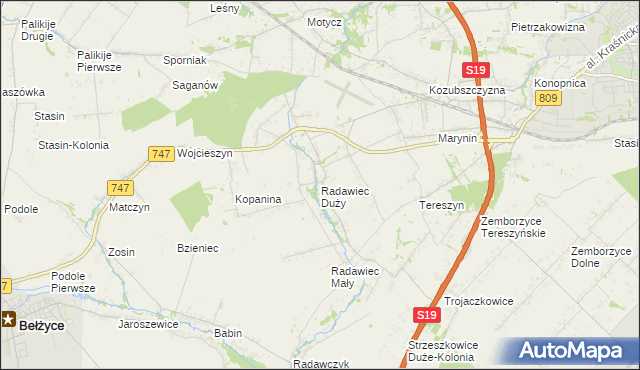 mapa Radawiec Duży, Radawiec Duży na mapie Targeo