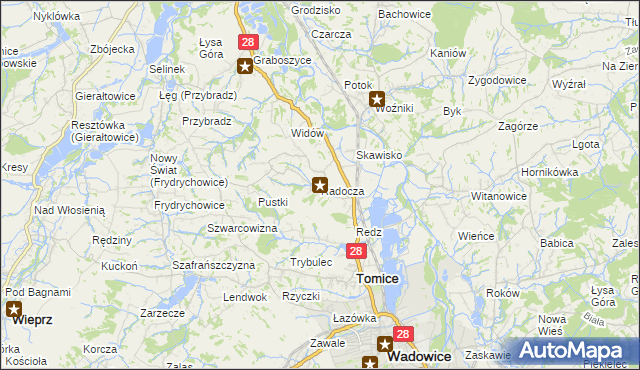 mapa Radocza, Radocza na mapie Targeo