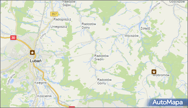 mapa Radostów Średni, Radostów Średni na mapie Targeo