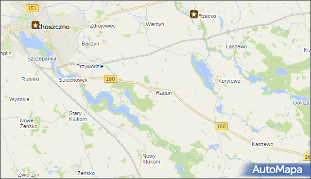 mapa Raduń gmina Choszczno, Raduń gmina Choszczno na mapie Targeo