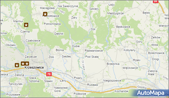 mapa Radwanowice, Radwanowice na mapie Targeo