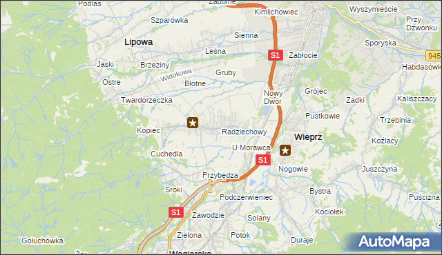 mapa Radziechowy, Radziechowy na mapie Targeo