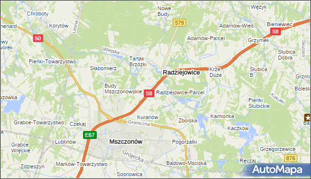 mapa Radziejowice-Parcel, Radziejowice-Parcel na mapie Targeo