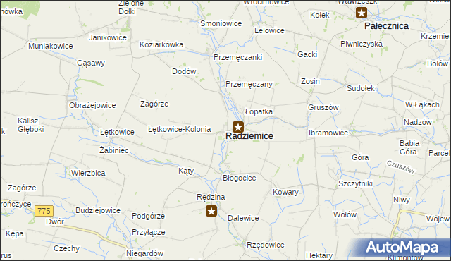 mapa Radziemice, Radziemice na mapie Targeo